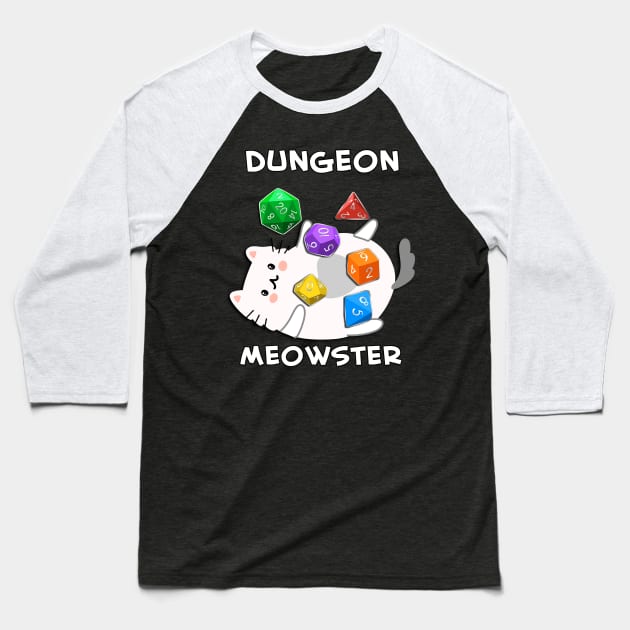 Dungeon Meowster | Dungeon Master Cat Baseball T-Shirt by AmandaPandaBrand